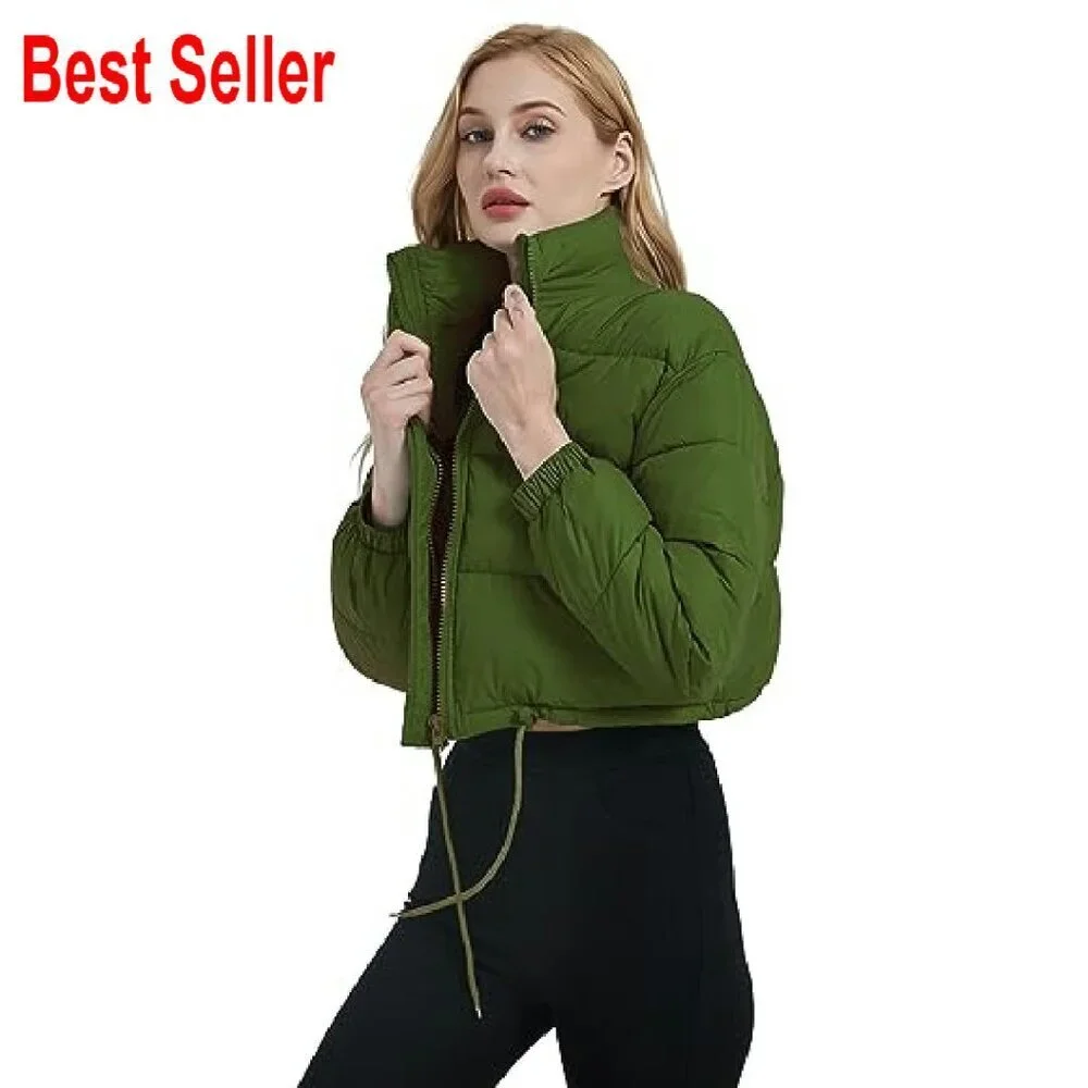Cropped Puffer Jacket Quilted Lightweight Winter Coat Chic Minimal